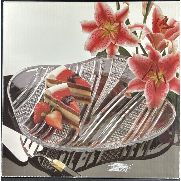 Mikasa Crystal Stardust Square Hostess Platter 12.25” NOS - Picture 6 of 7